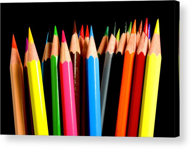 Colored Acrylic Print featuring the photograph Colored Pencils #1 by Michael Tompsett