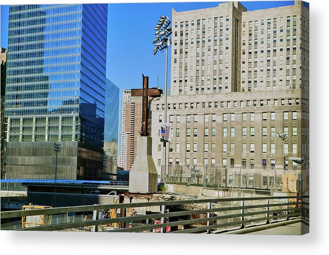Photography Acrylic Print featuring the photograph Cross At World Trade Towers Memorial #1 by Panoramic Images