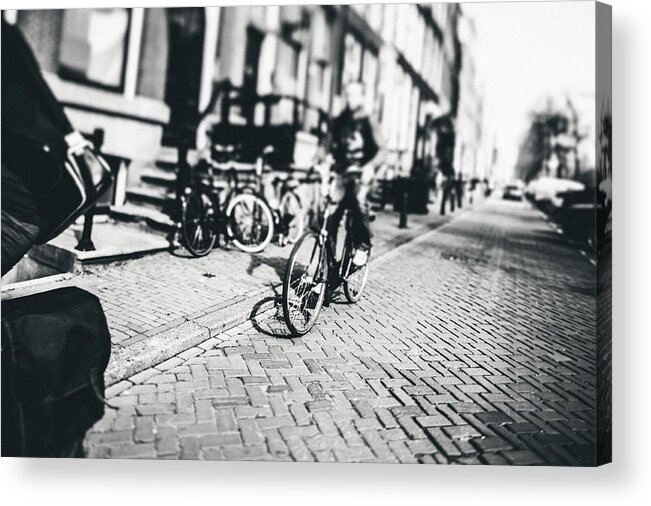 People Acrylic Print featuring the photograph Cycling In The City Of Amsterdam #1 by Moreiso