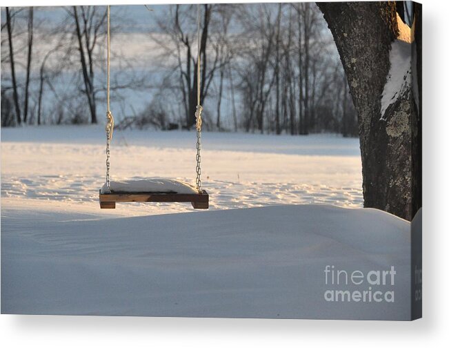 Snow Acrylic Print featuring the photograph Empty Swing #1 by John Black
