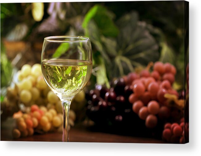 Glass Acrylic Print featuring the photograph Glass and Grapes by Mark McKinney