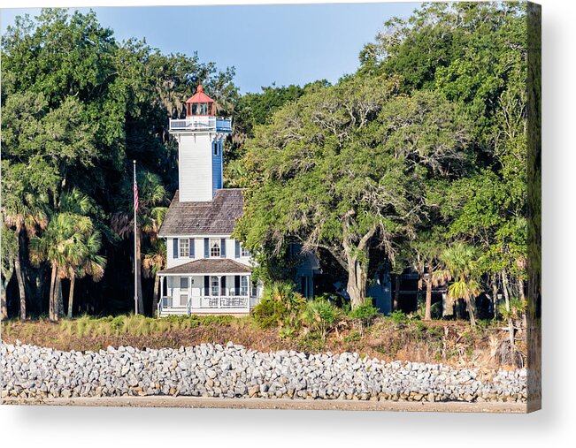 Haig Point Lighthouse Acrylic Print featuring the photograph Haig Point Lighthouse Daufuskie Island South Carolina #1 by Dawna Moore Photography