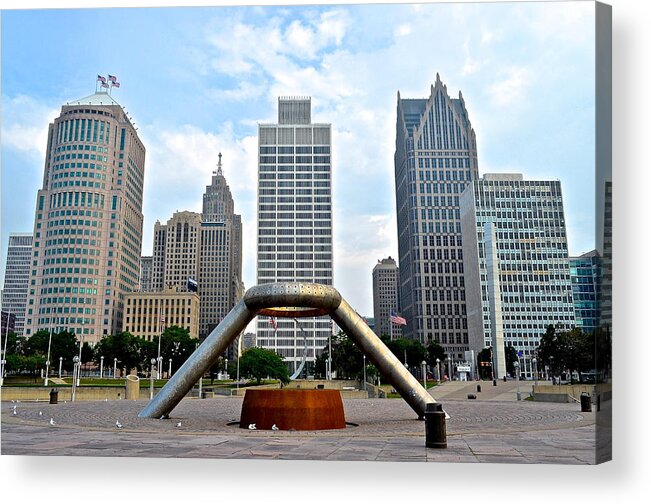 Detroit Acrylic Print featuring the photograph Hart Plaza Detroit #2 by Frozen in Time Fine Art Photography