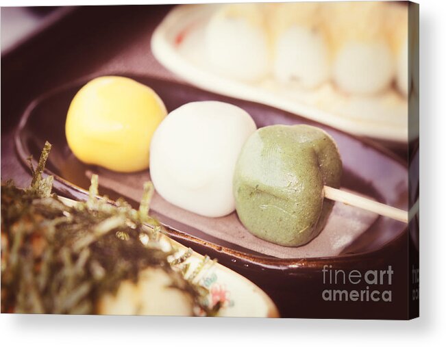Dango Acrylic Print featuring the photograph Japanese Dango or Dumplings on a Stick #1 by Beverly Claire Kaiya