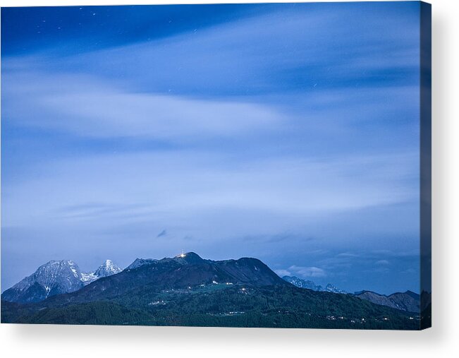 Krvavec Acrylic Print featuring the photograph Krvavec and the Kamnik Alps at dusk #1 by Ian Middleton