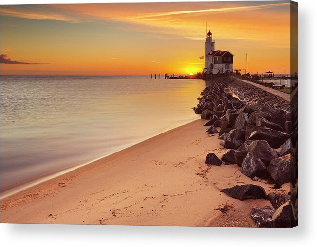 North Holland Acrylic Print featuring the photograph Lighthouse Of Marken In The Netherlands #1 by Sara winter