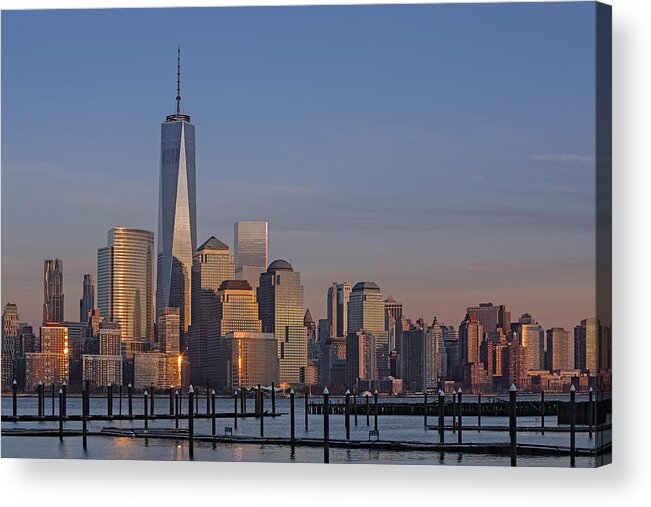 World Trade Center Acrylic Print featuring the photograph Lower Manhattan Skyline by Susan Candelario
