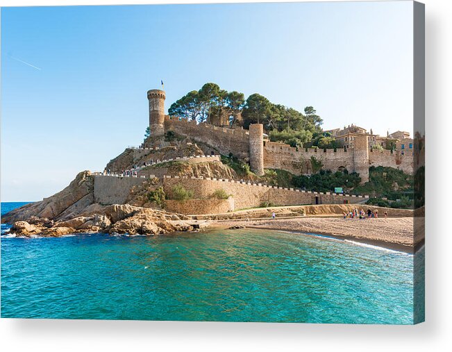 Spain Acrylic Print featuring the photograph Medieval castle in Tossa de Mar Spain #1 by Marek Poplawski
