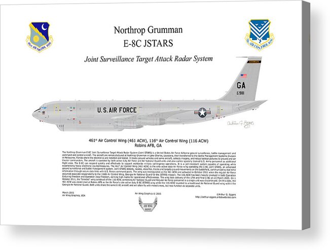 Northrop Grumman Acrylic Print featuring the digital art Northrop Grumman E-8C JSTARS #9 by Arthur Eggers