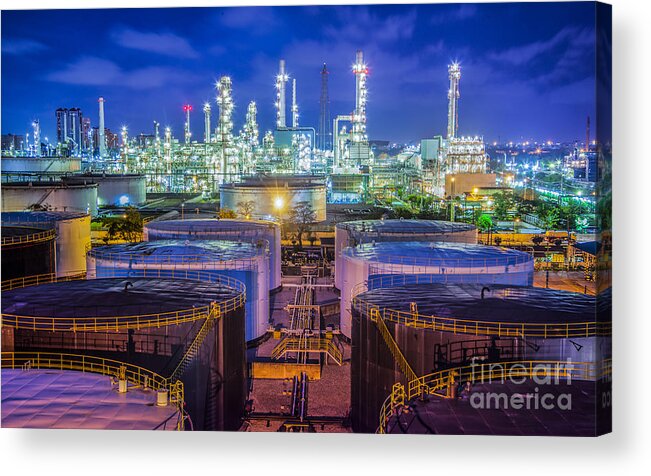 Gas Acrylic Print featuring the photograph Oil Refinary Industry #1 by Anek Suwannaphoom