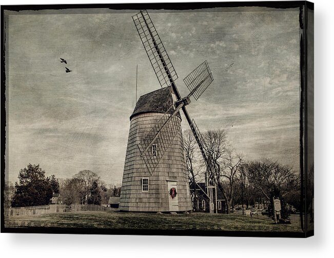 Vintage Acrylic Print featuring the photograph Old Hook Windmill #1 by Cathy Kovarik