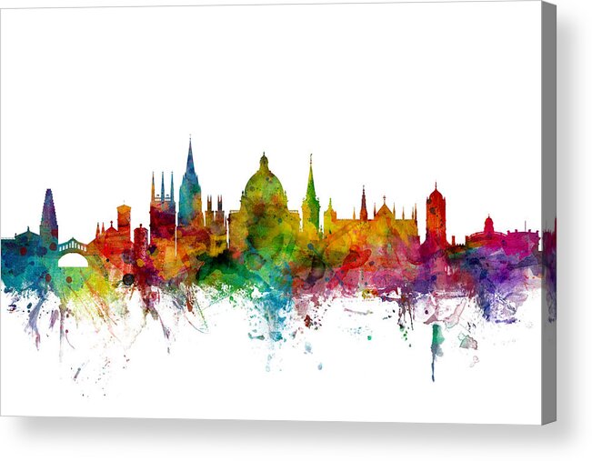 City Acrylic Print featuring the digital art Oxford England Skyline by Michael Tompsett