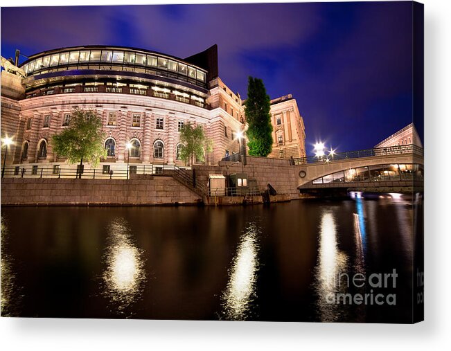 Parliament Acrylic Print featuring the photograph Parliament building in Stockholm #1 by Michal Bednarek