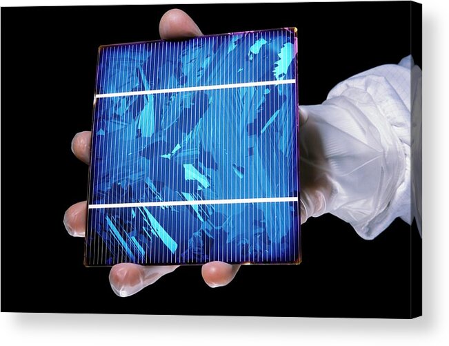 Human Acrylic Print featuring the photograph Photovoltaic Cell Manufacturing by Patrick Landmann/science Photo Library