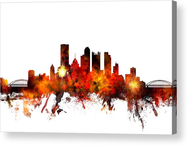 United States Acrylic Print featuring the digital art Pittsburgh Pennsylvania Skyline #1 by Michael Tompsett
