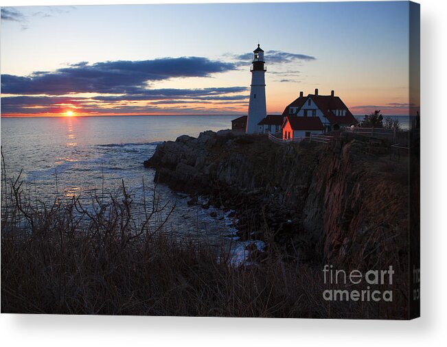 Lighthouse Acrylic Print featuring the photograph Portland Head Light at Dawn #2 by Diane Diederich