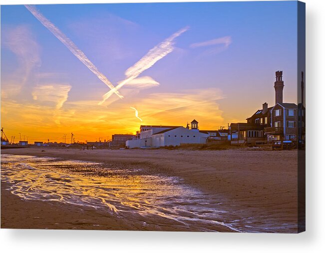 Provincetown Acrylic Print featuring the photograph Provincetown Beach at Sunset #1 by Frank Winters