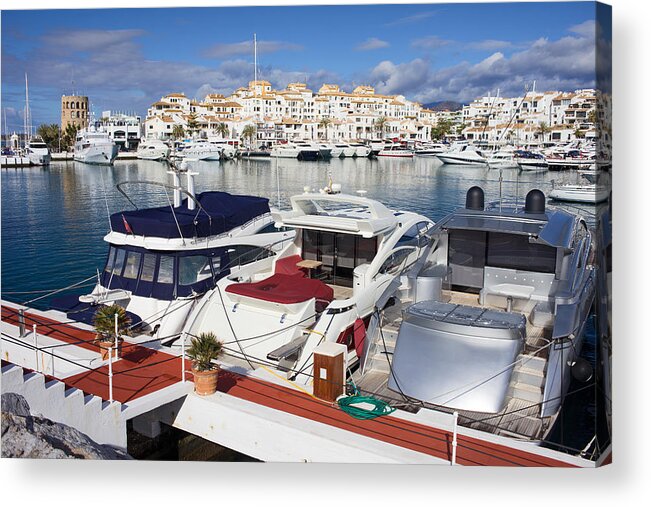 Marbella Acrylic Print featuring the photograph Puerto Banus Marina in Spain #1 by Artur Bogacki
