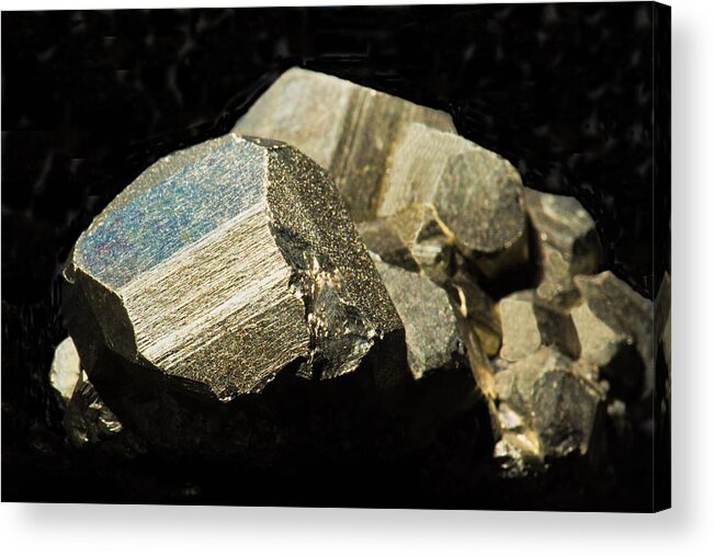 Science Acrylic Print featuring the photograph Pyrite Crystals #1 by Millard H. Sharp