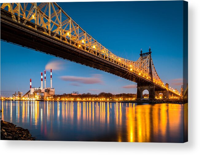 59th Street Acrylic Print featuring the photograph Queensboro bridge and Ravenswood station #1 by Mihai Andritoiu