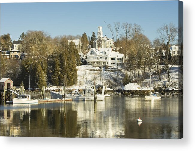 Maine Acrylic Print featuring the photograph Rockport in Winter on The Coast Of Maine #1 by Keith Webber Jr
