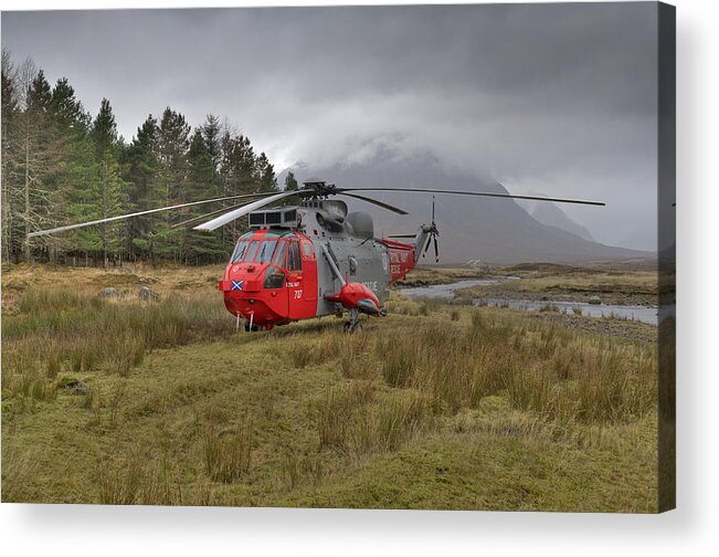 Helicopter Acrylic Print featuring the photograph Royal Navy SAR Sea King XZ920 Glencoe #1 by Gary Eason