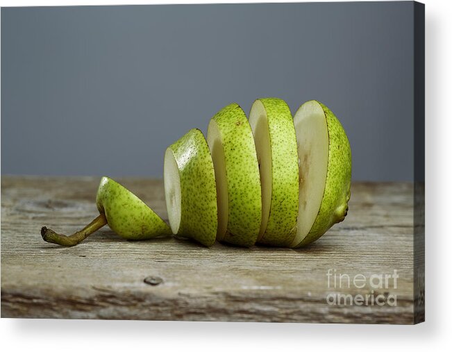 Pear Acrylic Print featuring the photograph Sliced #1 by Nailia Schwarz