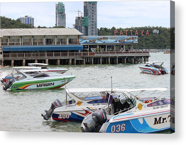 Ocean View Acrylic Print featuring the photograph Speed Boats #1 by Michael Kim
