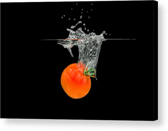 Diet Acrylic Print featuring the photograph Splashing Tomato #1 by Peter Lakomy