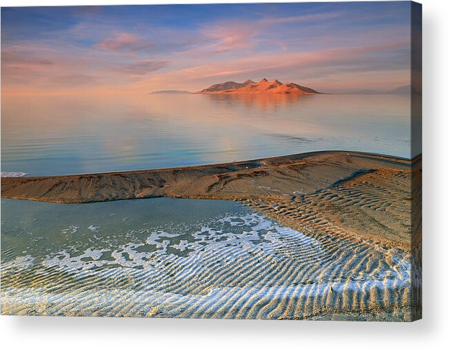 Amazing Acrylic Print featuring the photograph Sunset at the Great Salt Lake. #1 by Wasatch Light