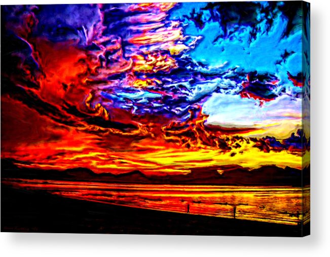 Sunset Acrylic Print featuring the painting Sunset in the Clouds #1 by Bruce Nutting