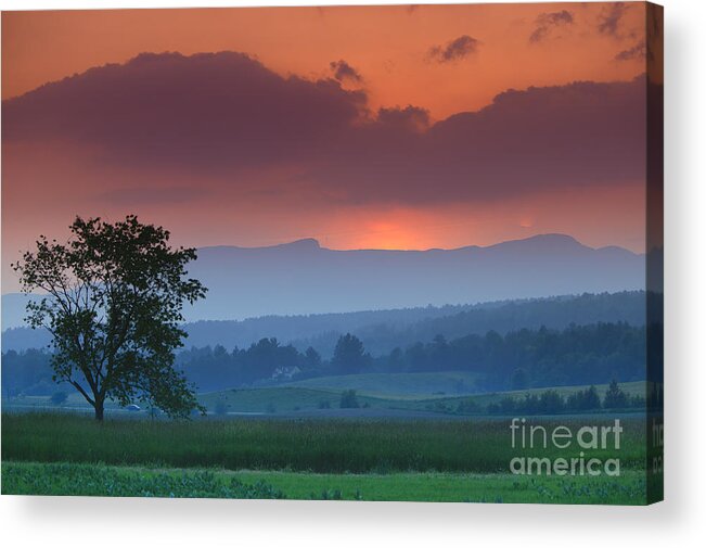 Mt. Mansfield Acrylic Print featuring the photograph Sunset over Mt. Mansfield in Stowe Vermont by Don Landwehrle