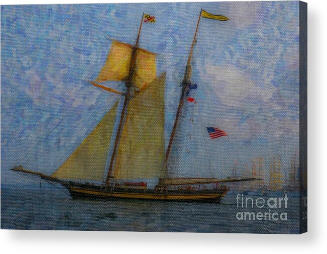 Tall Ship Acrylic Print featuring the digital art Tall Ship Sailing by Dale Powell