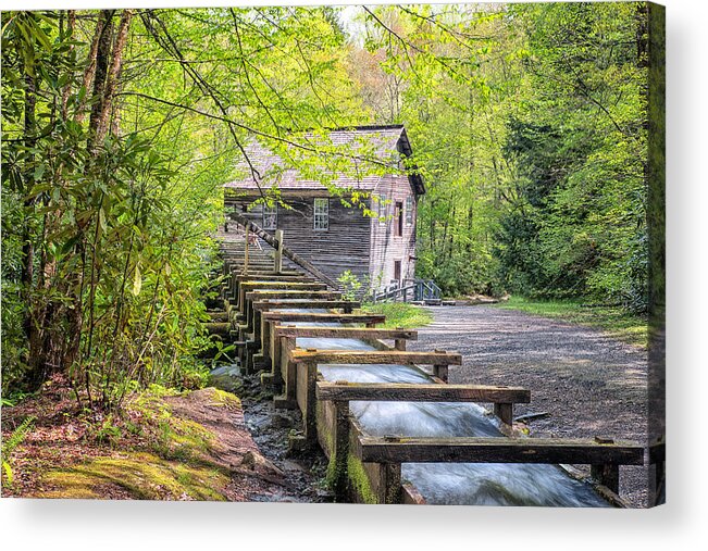 Mountain Farm Museum Acrylic Print featuring the photograph The Flume at Mingus Mill #1 by Victor Culpepper