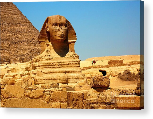 Africa Acrylic Print featuring the photograph The Great Sphinx of Giza and Pyramid of Khafre #2 by Joe Ng