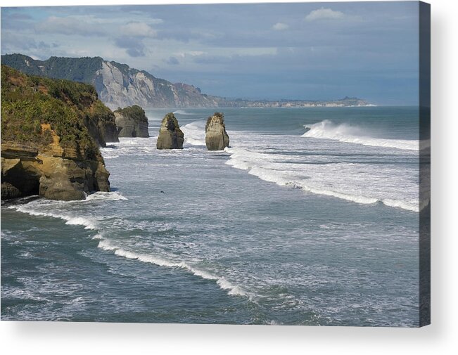 Scenics Acrylic Print featuring the photograph Tongaporuto White Cliffs #1 by John Elk