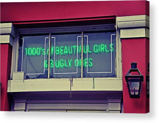 Neon Sign Acrylic Print featuring the photograph 1000's of Beautiful Girls Sign by Jeanne May
