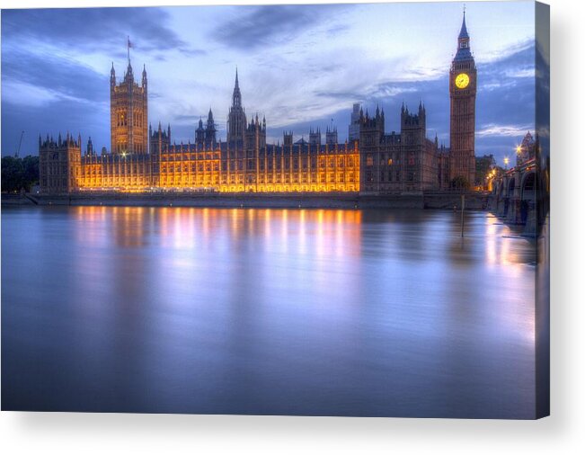 Westminster Bridge Thames Acrylic Print featuring the photograph Big Ben and the houses of Parliament #11 by David French