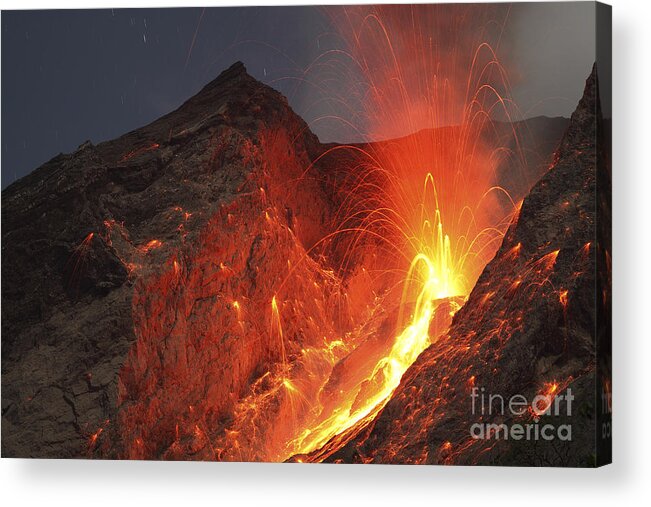 Horizontal Acrylic Print featuring the photograph Strombolian Type Eruption Of Batu Tara #11 by Richard Roscoe