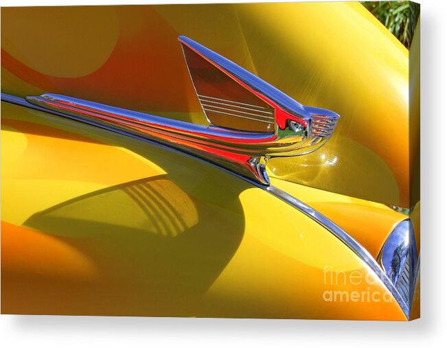 Old Cars Acrylic Print featuring the photograph 1939 Chevy Hood Ornament by Mary Deal