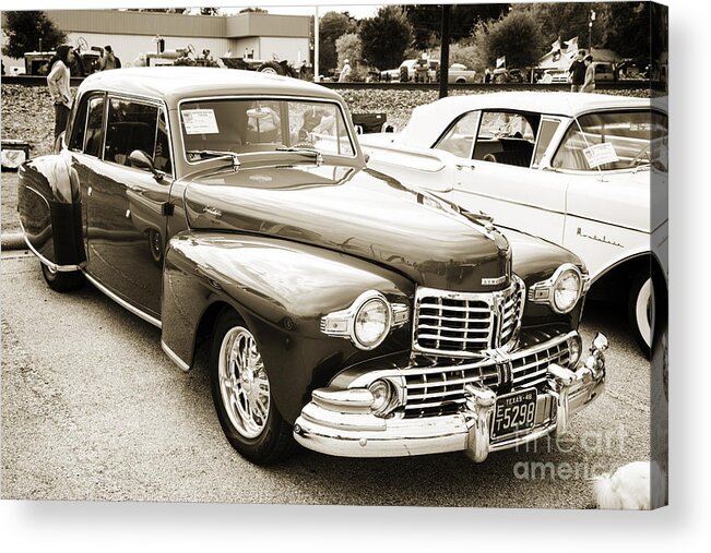 1948 Lincoln Continental Acrylic Print featuring the photograph 1948 Lincoln Continental Car or Automobile Complete in Sepia 31 by M K Miller