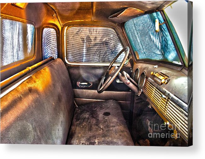 Hdr Acrylic Print featuring the photograph 1949 Chevy Truck Cab by D Wallace