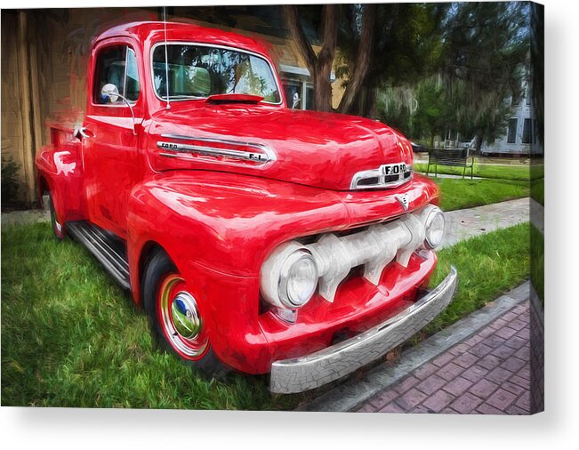 1951 Ford Truck Acrylic Print featuring the photograph 1951 Ford Pick Up Truck F100 Painted 50 per cent by Rich Franco