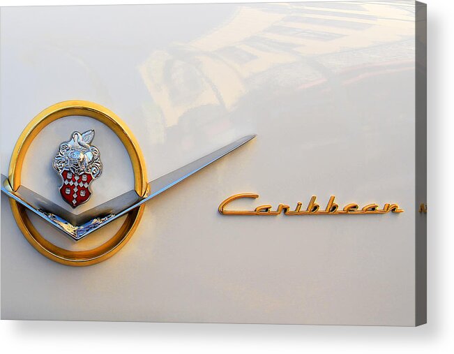 Car Acrylic Print featuring the photograph 1953 Packard Caribbean Emblem by Ben and Raisa Gertsberg