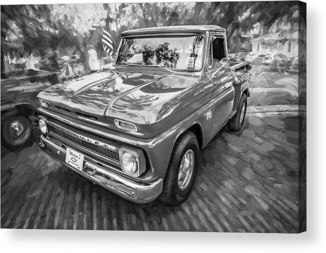 1966 Chevy Acrylic Print featuring the photograph 1966 Chevy C10 Pick Up Truck Painted BW by Rich Franco