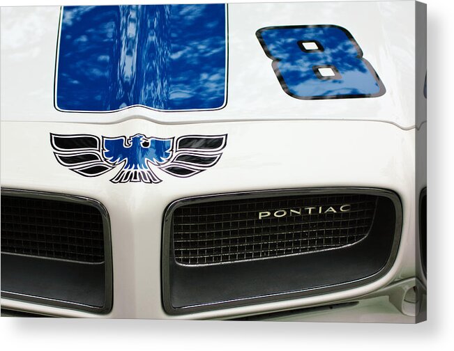 1970 Pontiac Firebird Grille Emblem Acrylic Print featuring the photograph 1970 Pontiac Firebird Grille Emblem by Jill Reger