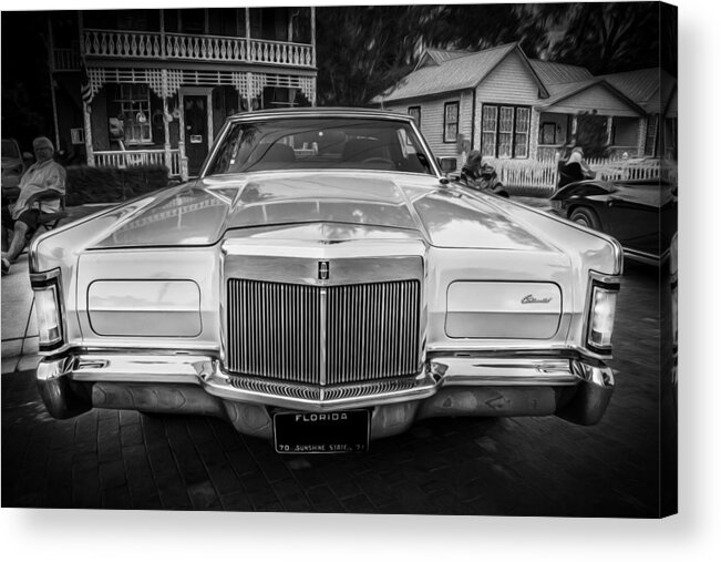 1971 Lincoln Acrylic Print featuring the photograph 1971 Lincoln Continental Mark III Painted BW by Rich Franco