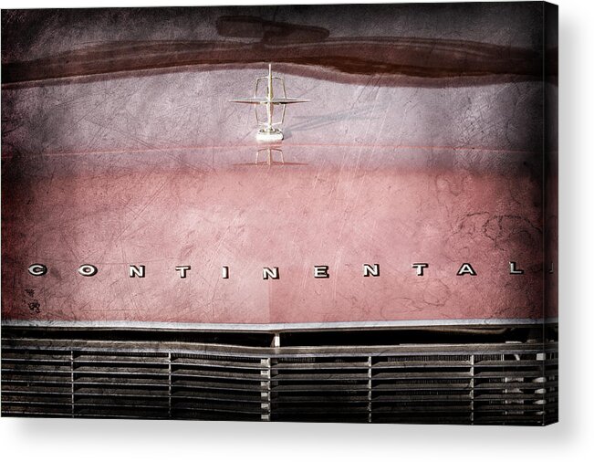 1967 Lincoln Continental Hood Ornament Acrylic Print featuring the photograph 1967 Lincoln Continental Hood Ornament - Emblem #2 by Jill Reger