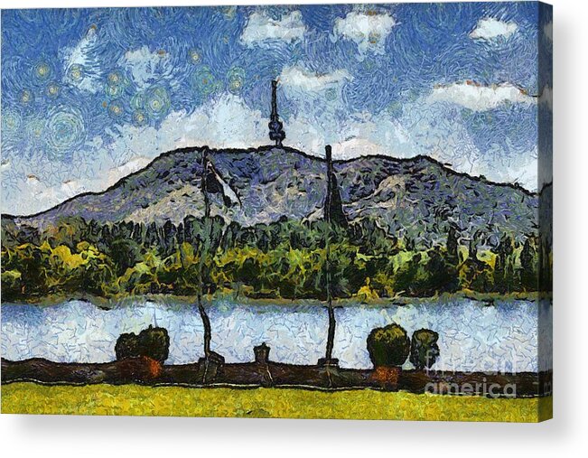Australia Acrylic Print featuring the digital art Black Mountain view #2 by Fran Woods