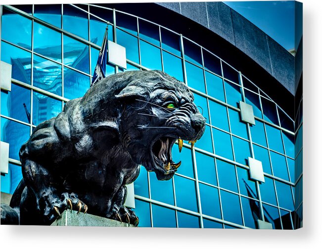 Action Acrylic Print featuring the photograph Black Panther Statue #2 by Alex Grichenko